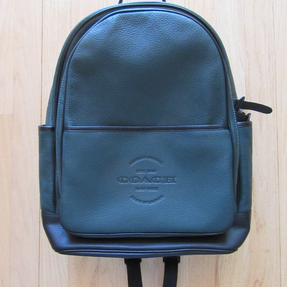 COACH PEBBLED LEATHER BACKPACK/EMBOSSED/GREEN & BLACK/HANG TAG!
